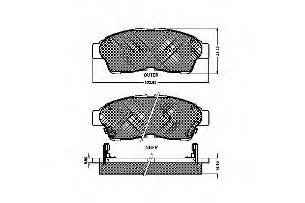 TOYOTA 0446542012 Комплект гальмівних колодок, дискове гальмо