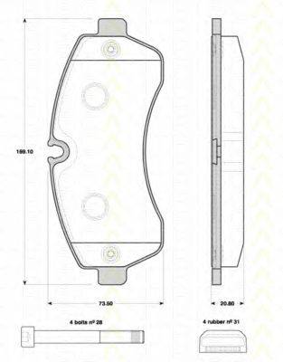 KAWE 81823 Комплект гальмівних колодок, дискове гальмо
