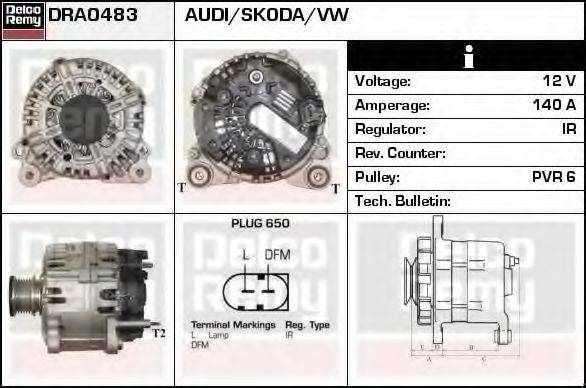 DELCO REMY DRA0483 Генератор