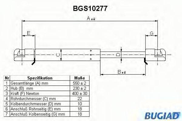 PEUGEOT 97 531 008 Газова пружина, кришка багажника