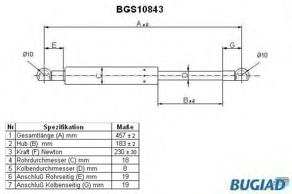 WALKER PRODUCTS 871042221 Газова пружина, кришка багажника