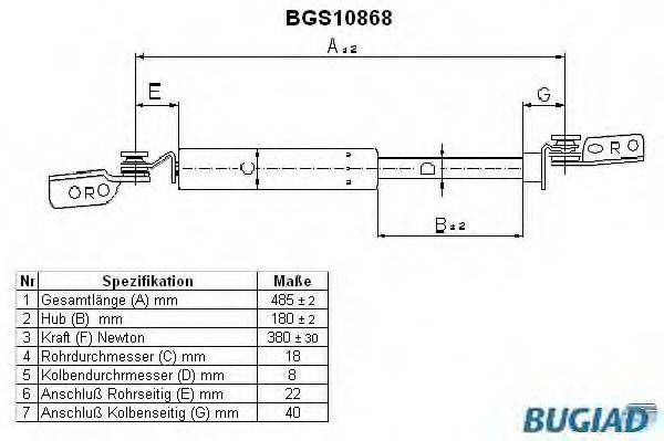 WALKER PRODUCTS 871014232 Газова пружина, кришка багажника