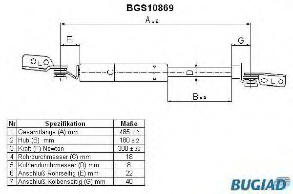 WALKER PRODUCTS 871014233 Газова пружина, кришка багажника