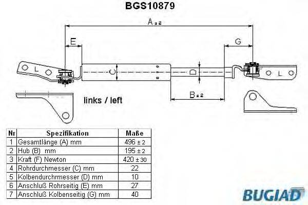 WALKER PRODUCTS 871069209 Газова пружина, кришка багажника