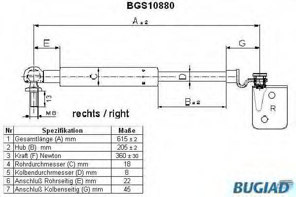WALKER PRODUCTS 871069206 Газова пружина, кришка багажника