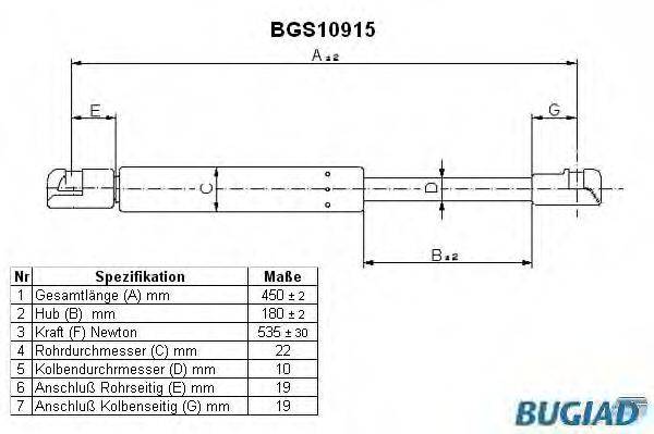 WALKER PRODUCTS 871029253 Газова пружина, кришка багажника