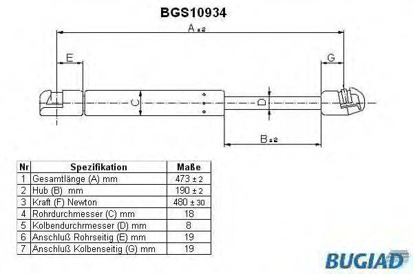 WALKER PRODUCTS 871015227 Газова пружина, кришка багажника