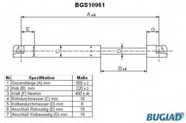 WALKER PRODUCTS 871042224 Газова пружина, кришка багажника