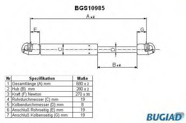 WALKER PRODUCTS 871029109 Газова пружина, капот