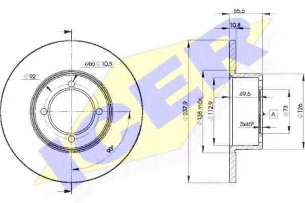 LUCAS TVS DF1600 гальмівний диск
