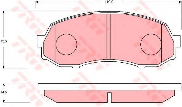 DAIHATSU 04491 87506 000 Комплект гальмівних колодок, дискове гальмо