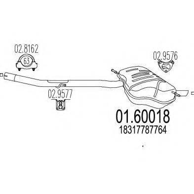 BOSAL 280-807 Глушник вихлопних газів кінцевий