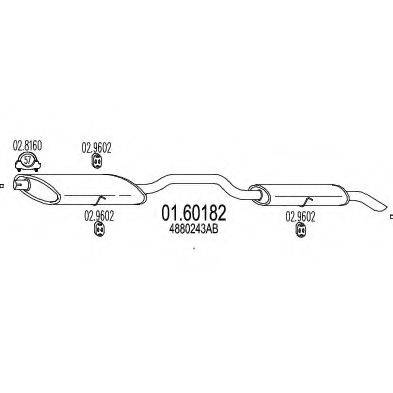 CHRYSLER 4880243AB Середній/кінцевий глушник ОГ