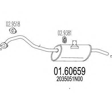 BOSAL 278-809 Глушник вихлопних газів кінцевий