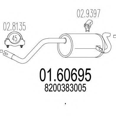 BOSAL 200-519 Глушник вихлопних газів кінцевий