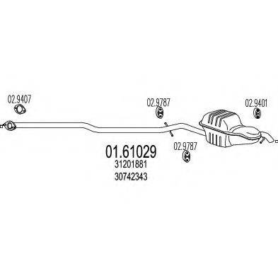 BOSAL 296001 Глушник вихлопних газів кінцевий