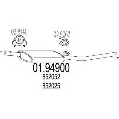 OPEL 852052 Глушник вихлопних газів кінцевий
