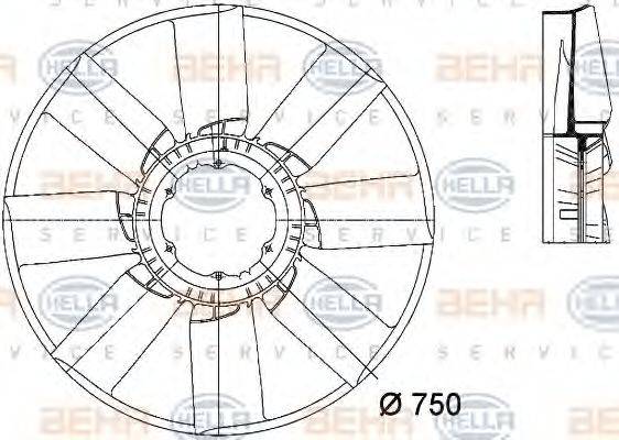 BEHR 87480 Крильчатка вентилятора, охолодження двигуна