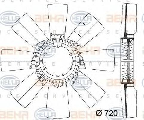 BEHR 82631 Крильчатка вентилятора, охолодження двигуна