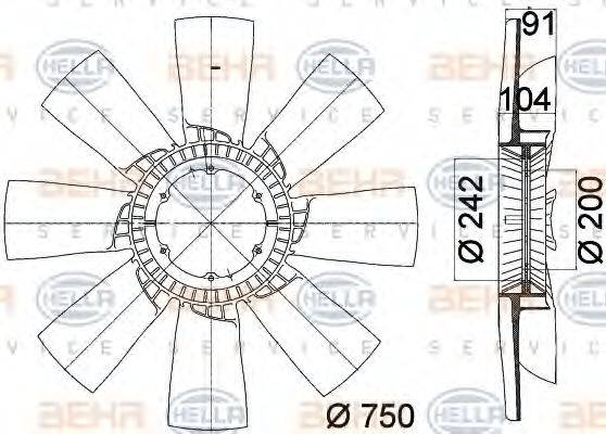 BEHR 77102 Крильчатка вентилятора, охолодження двигуна