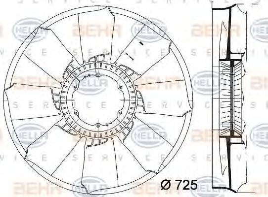 BEHR SERVICE 6601102 Крильчатка вентилятора, охолодження двигуна