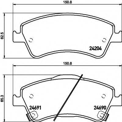 TOYOTA 0446502190 Комплект гальмівних колодок, дискове гальмо