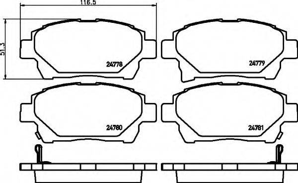 TOYOTA 0446574020 Комплект гальмівних колодок, дискове гальмо