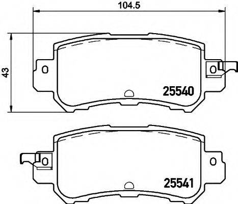 HELLA 25540 Комплект гальмівних колодок, дискове гальмо