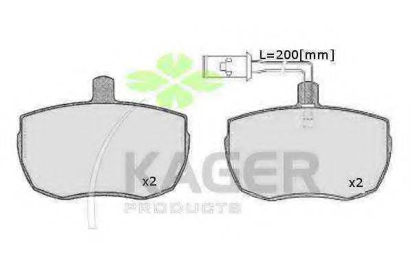 KAGER 350189 Комплект гальмівних колодок, дискове гальмо