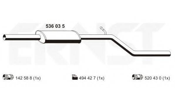RENAULT 82 00 906 496 Середній глушник вихлопних газів
