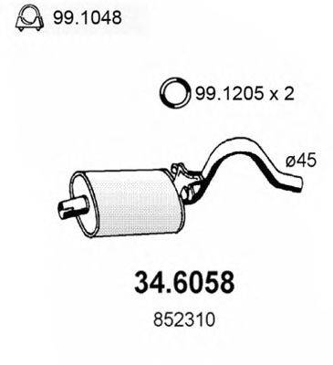 OPEL 852377 Середній глушник вихлопних газів