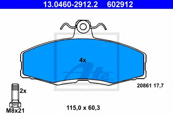 PEX 7.002 Комплект гальмівних колодок, дискове гальмо