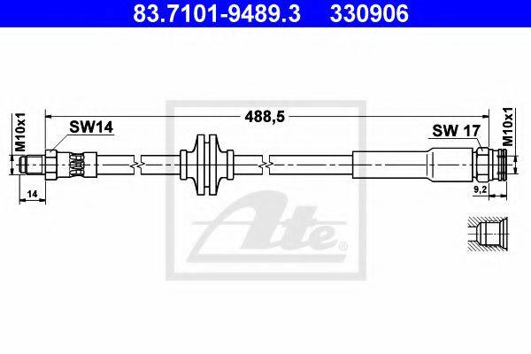 ATE 330906 Гальмівний шланг