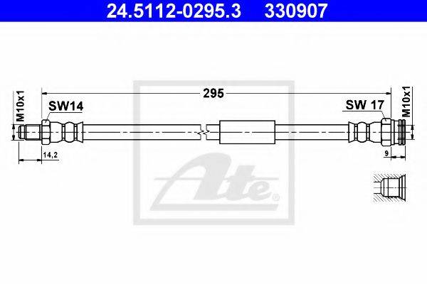 ATE 330907 Гальмівний шланг