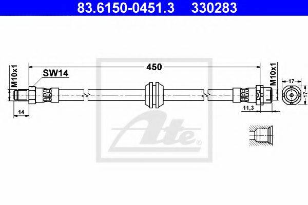 ATE 330283 Гальмівний шланг