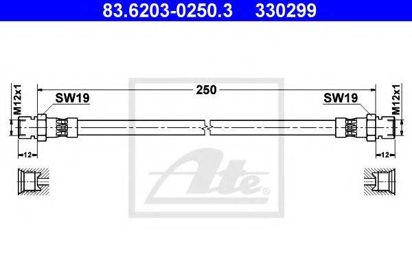 ATE 330299 Гальмівний шланг