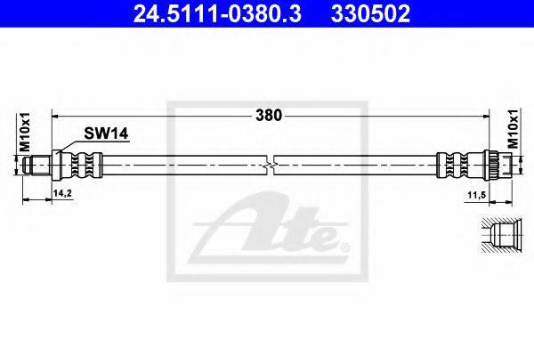 ATE 330502 Гальмівний шланг
