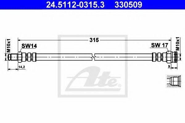ATE 330509 Гальмівний шланг