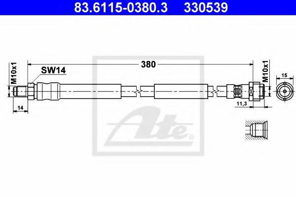 ATE 330539 Гальмівний шланг