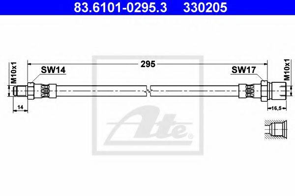 ATE 330205 Гальмівний шланг