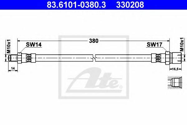 ATE 330208 Гальмівний шланг
