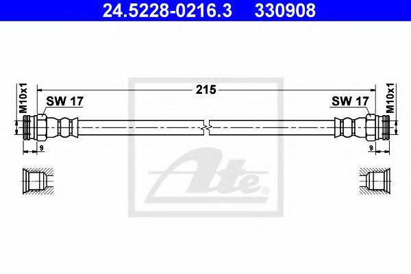 ATE 330908 Гальмівний шланг