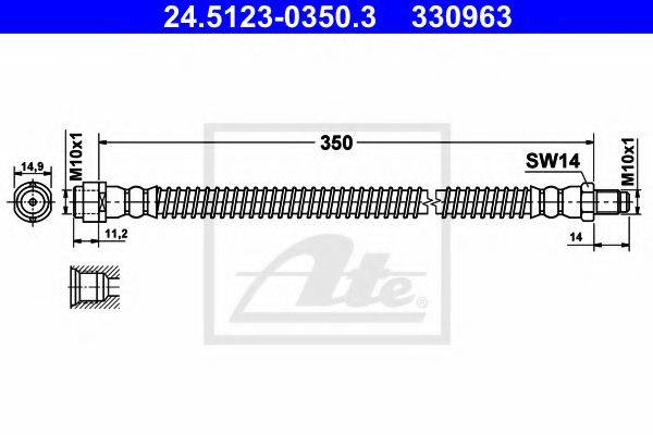 ATE 330963 Гальмівний шланг