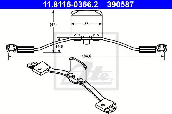 ATE 390587 Пружина, гальмівний супорт