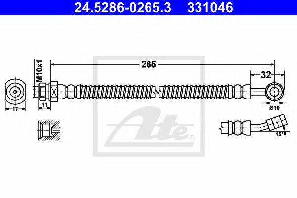 ATE 331046 Гальмівний шланг