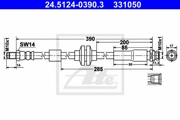 ATE 331050 Гальмівний шланг
