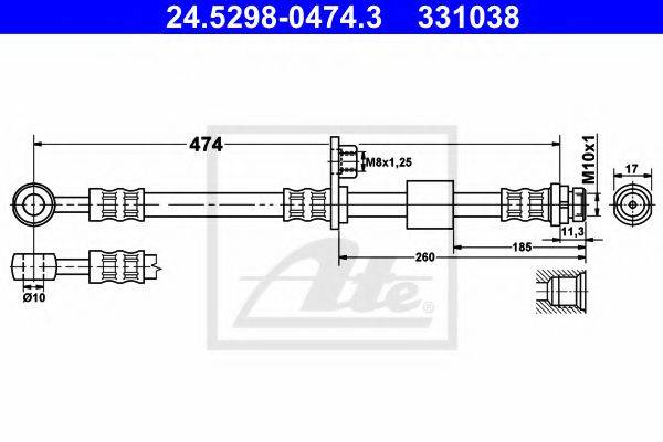 ATE 331038 Гальмівний шланг