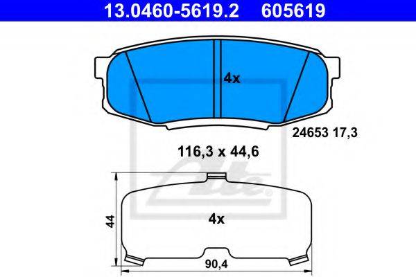 LEXUS 04466-60120 Комплект гальмівних колодок, дискове гальмо