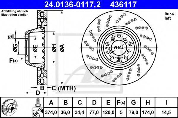 ATE 436117 гальмівний диск