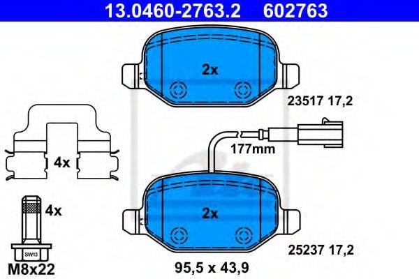 ATE 25237 Комплект гальмівних колодок, дискове гальмо